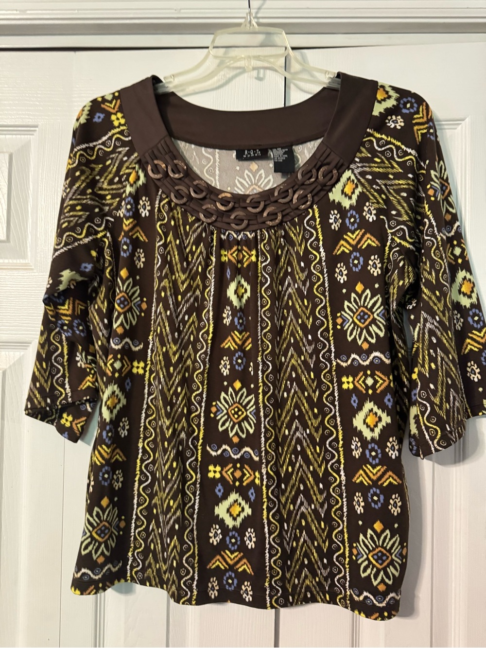 R.Q.T Geometric Print Scoop Neck Tunic